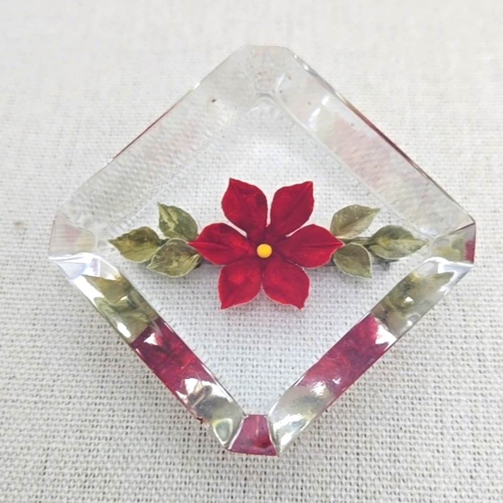 Vintage Reverse Carved Lucite Brooch
